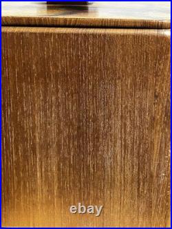 Vintage MCM 7 Sowe Konst RARE Wooden Ice Bucket withHandle, Square, Glass Liner