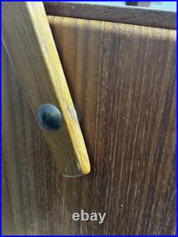 Vintage MCM 7 Sowe Konst RARE Wooden Ice Bucket withHandle, Square, Glass Liner