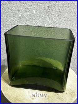 Vintage MCM 7 Sowe Konst RARE Wooden Ice Bucket withHandle, Square, Glass Liner