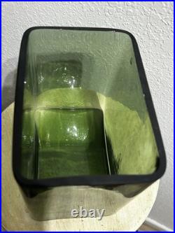 Vintage MCM 7 Sowe Konst RARE Wooden Ice Bucket withHandle, Square, Glass Liner