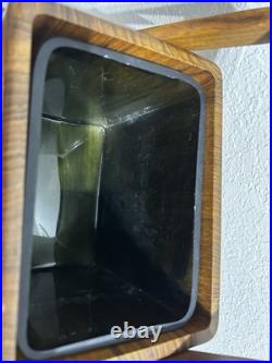 Vintage MCM 7 Sowe Konst RARE Wooden Ice Bucket withHandle, Square, Glass Liner