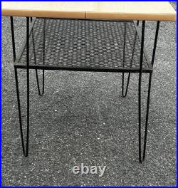 Vintage MCM Mid Century Modern Wrought Iron Hairpin Legs Formica Side Table Rare