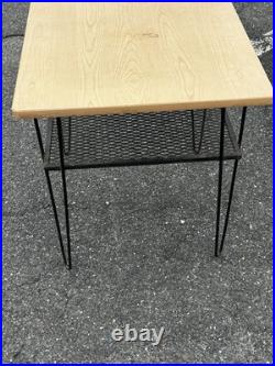 Vintage MCM Mid Century Modern Wrought Iron Hairpin Legs Formica Side Table Rare