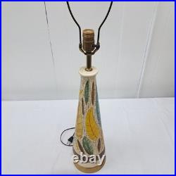 Vintage MCM Mid-century Modern Ceramic Lamp Decor Rare Retro Leaf Design Works