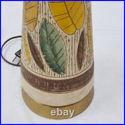 Vintage MCM Mid-century Modern Ceramic Lamp Decor Rare Retro Leaf Design Works