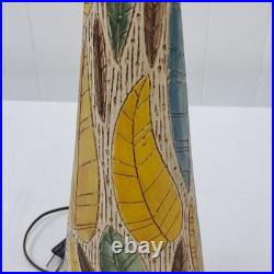 Vintage MCM Mid-century Modern Ceramic Lamp Decor Rare Retro Leaf Design Works