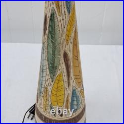 Vintage MCM Mid-century Modern Ceramic Lamp Decor Rare Retro Leaf Design Works