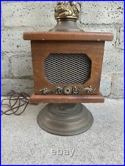 Vintage MCM Modern Mid Century Brass/Bronze Eagle Table Lamp Wood Box RARE