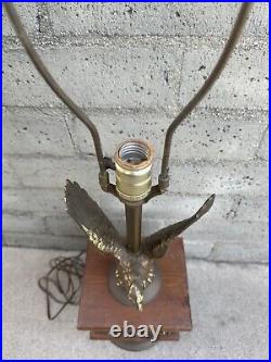 Vintage MCM Modern Mid Century Brass/Bronze Eagle Table Lamp Wood Box RARE