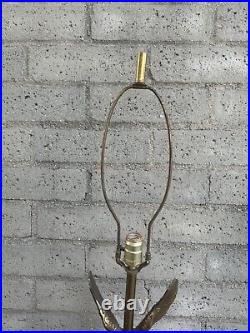 Vintage MCM Modern Mid Century Brass/Bronze Eagle Table Lamp Wood Box RARE