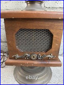 Vintage MCM Modern Mid Century Brass/Bronze Eagle Table Lamp Wood Box RARE