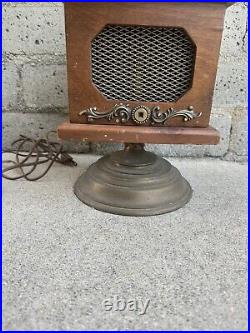 Vintage MCM Modern Mid Century Brass/Bronze Eagle Table Lamp Wood Box RARE