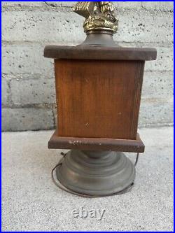 Vintage MCM Modern Mid Century Brass/Bronze Eagle Table Lamp Wood Box RARE