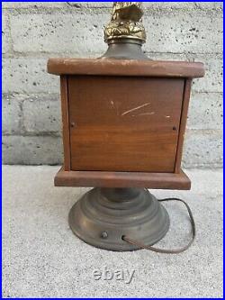 Vintage MCM Modern Mid Century Brass/Bronze Eagle Table Lamp Wood Box RARE