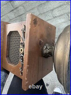 Vintage MCM Modern Mid Century Brass/Bronze Eagle Table Lamp Wood Box RARE