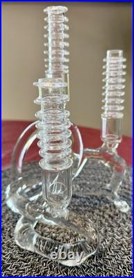 Vintage MCM RARE Abstract Elegant Art Glass Candelabra by Eva Schofield CLEAN
