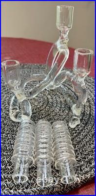 Vintage MCM RARE Abstract Elegant Art Glass Candelabra by Eva Schofield CLEAN