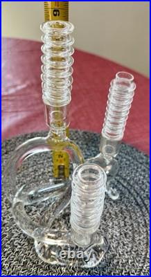 Vintage MCM RARE Abstract Elegant Art Glass Candelabra by Eva Schofield CLEAN