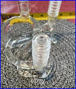 Vintage MCM RARE Abstract Elegant Art Glass Candelabra by Eva Schofield CLEAN