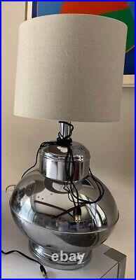 Vintage MCM Silver Chrome Mid Century Modern Atomic Mod Light Table Lamp RARE