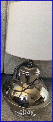 Vintage MCM Silver Chrome Mid Century Modern Atomic Mod Light Table Lamp RARE