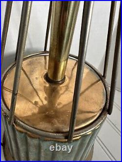 Vintage MCM Teal Gold Brass 1960s Atomic Sputnik Table Lamp Rare