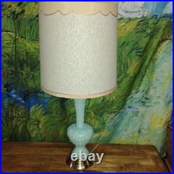 Vintage MCM Turquoise Atomic Era Lamp W Unique Shade. Truly Rare. F. A. I. P