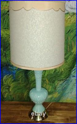 Vintage MCM Turquoise Atomic Era Lamp W Unique Shade. Truly Rare. F. A. I. P