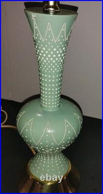 Vintage MCM Turquoise Atomic Era Lamp W Unique Shade. Truly Rare. F. A. I. P