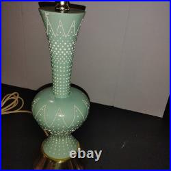 Vintage MCM Turquoise Atomic Era Lamp W Unique Shade. Truly Rare. F. A. I. P