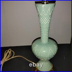 Vintage MCM Turquoise Atomic Era Lamp W Unique Shade. Truly Rare. F. A. I. P