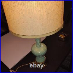 Vintage MCM Turquoise Atomic Era Lamp W Unique Shade. Truly Rare. F. A. I. P