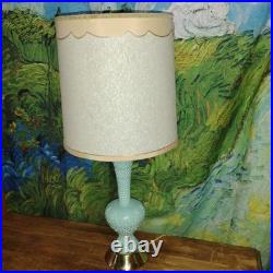 Vintage MCM Turquoise Atomic Era Lamp W Unique Shade. Truly Rare. F. A. I. P