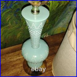 Vintage MCM Turquoise Atomic Era Lamp W Unique Shade. Truly Rare. F. A. I. P