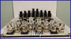 Vintage MID Century Modern Chess Set Abstract Lucite Rare 32 Piece Gold Board Lg Vintage MID Century Modern Chess Set Abstract Lucite Rare 32 Piece Gold Board Lg