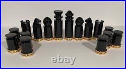 Vintage MID Century Modern Chess Set Abstract Lucite Rare 32 Piece Gold Board Lg