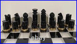 Vintage MID Century Modern Chess Set Abstract Lucite Rare 32 Piece Gold Board Lg Vintage MID Century Modern Chess Set Abstract Lucite Rare 32 Piece Gold Board Lg