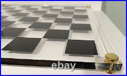 Vintage MID Century Modern Chess Set Abstract Lucite Rare 32 Piece Gold Board Lg