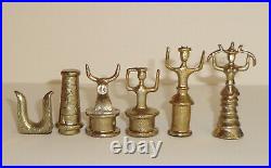 Vintage MID Century Modern Metal Chess Set Gold Silver Abstract 32 Pieces Rare