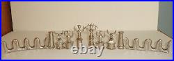 Vintage MID Century Modern Metal Chess Set Gold Silver Abstract 32 Pieces Rare