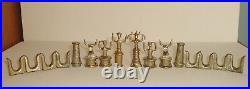 Vintage MID Century Modern Metal Chess Set Gold Silver Abstract 32 Pieces Rare