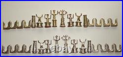 Vintage MID Century Modern Metal Chess Set Gold Silver Abstract 32 Pieces Rare