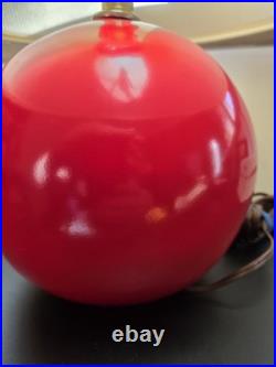 Vintage Markel Dot Orb Lamp WithShade Red Sphere Mid Century Modern MCM RARE Works