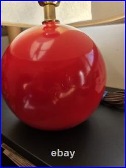 Vintage Markel Dot Orb Lamp WithShade Red Sphere Mid Century Modern MCM RARE Works