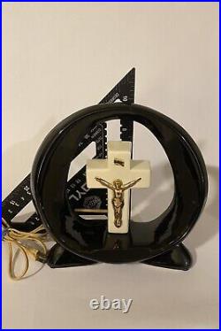 Vintage Mid Century 1960s/70s Crucifix 9 3/4 Ceramic Accent Lamp Works! RARE