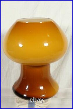 Vintage Mid-Century Amber Milk Glass Mushroom Table Lamp Blown 60s Light RARE