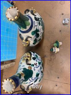 Vintage Mid Century Ceramic Art Pottery RARE Handle Vase, Signed, Italy 11.5