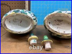 Vintage Mid Century Ceramic Art Pottery RARE Handle Vase, Signed, Italy 11.5