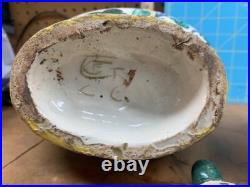 Vintage Mid Century Ceramic Art Pottery RARE Handle Vase, Signed, Italy 11.5