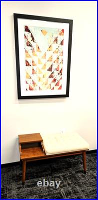 Vintage Mid-Century Furniture Solid Wood Entry Telephone Table Bench Seat RARE